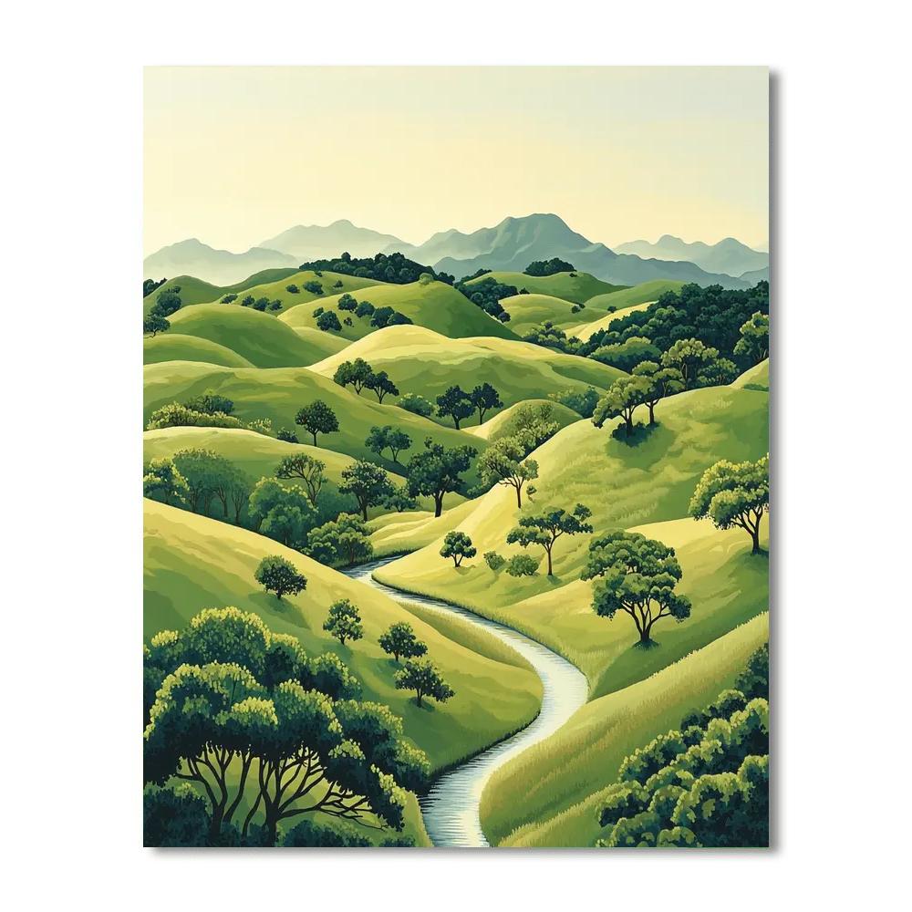 Utagawa Hiroshige Inspired Flowing Harmony Of Nature  Number Painting