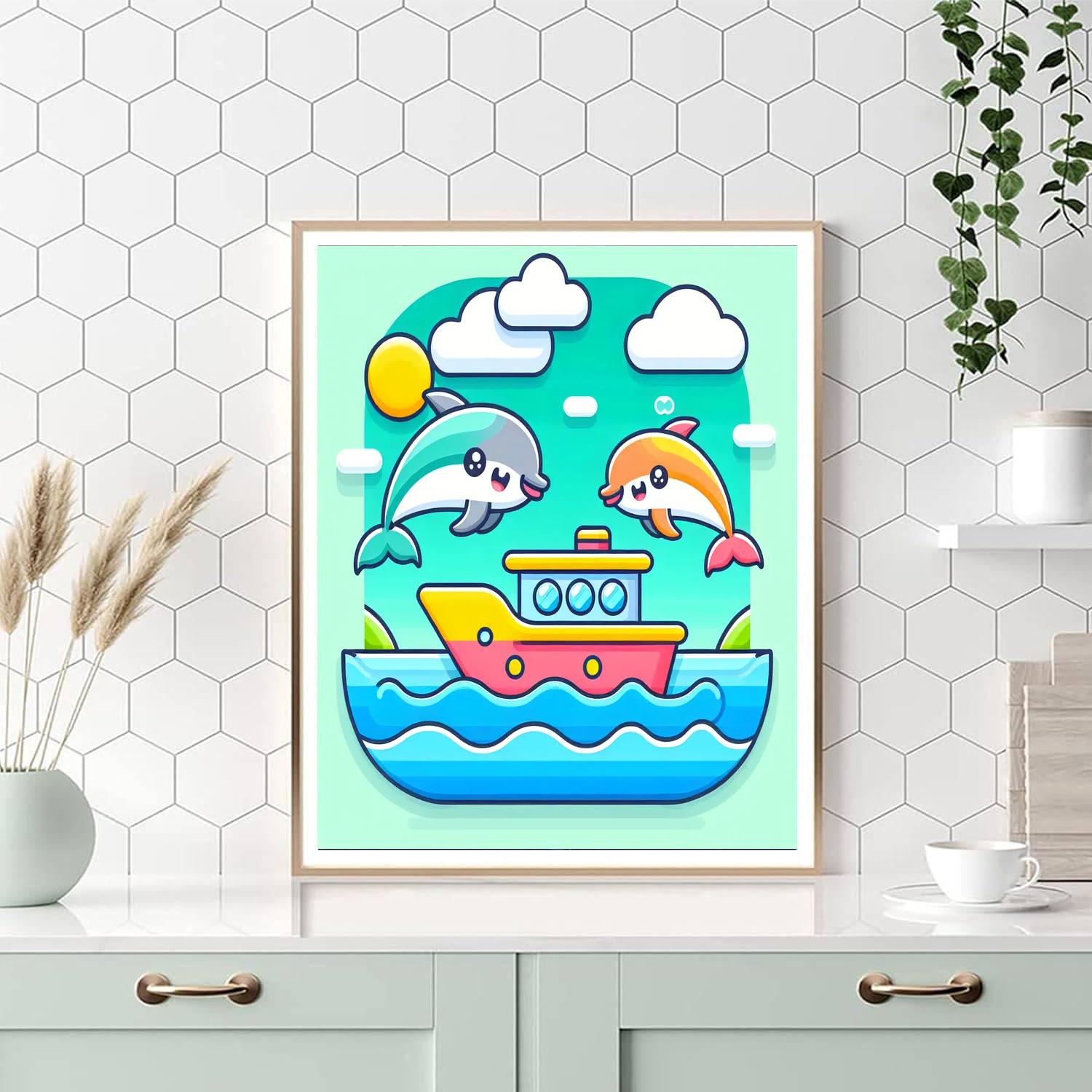 Oceanic Voyage With Dolphins Numbered Painting Kits
