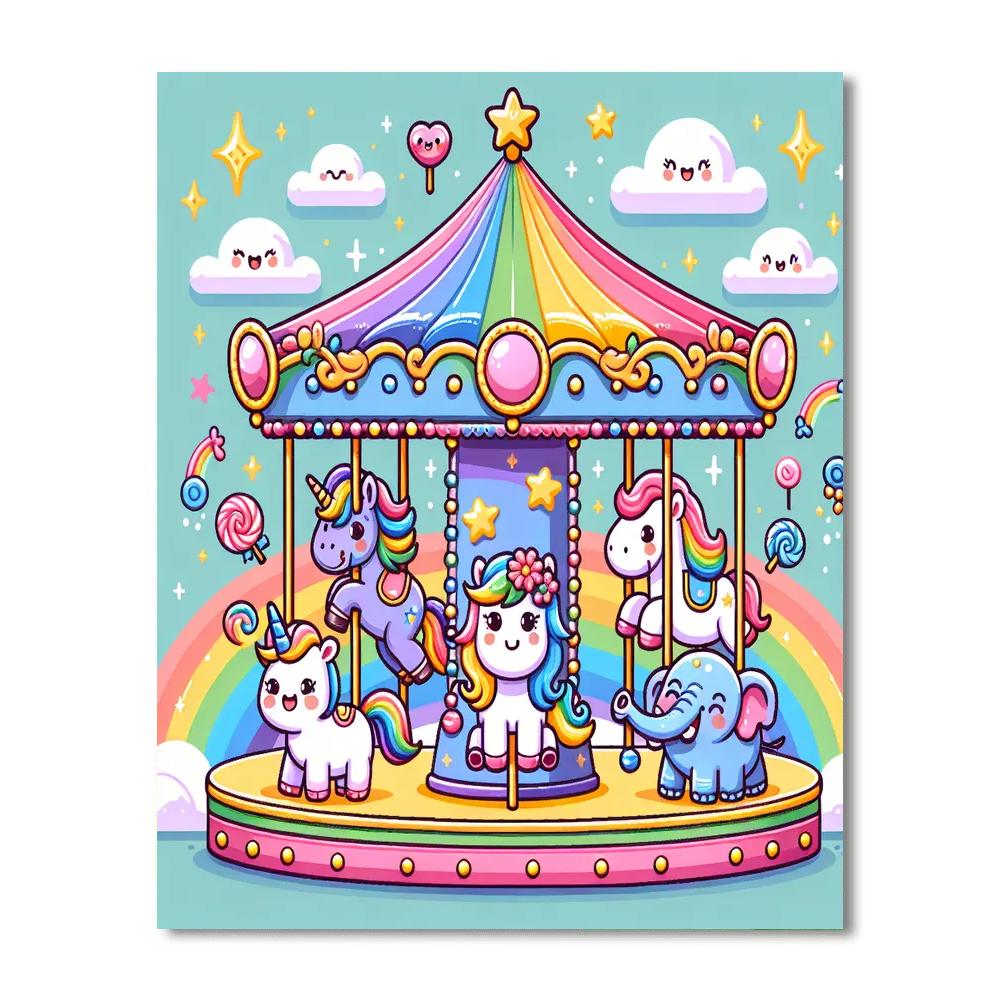 Rainbow Carousel Of Dreams Paint By Number