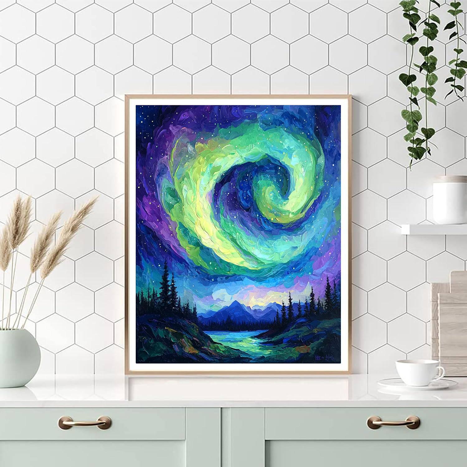 Georges Seurat Inspired Aurora Illumination  Number Painting