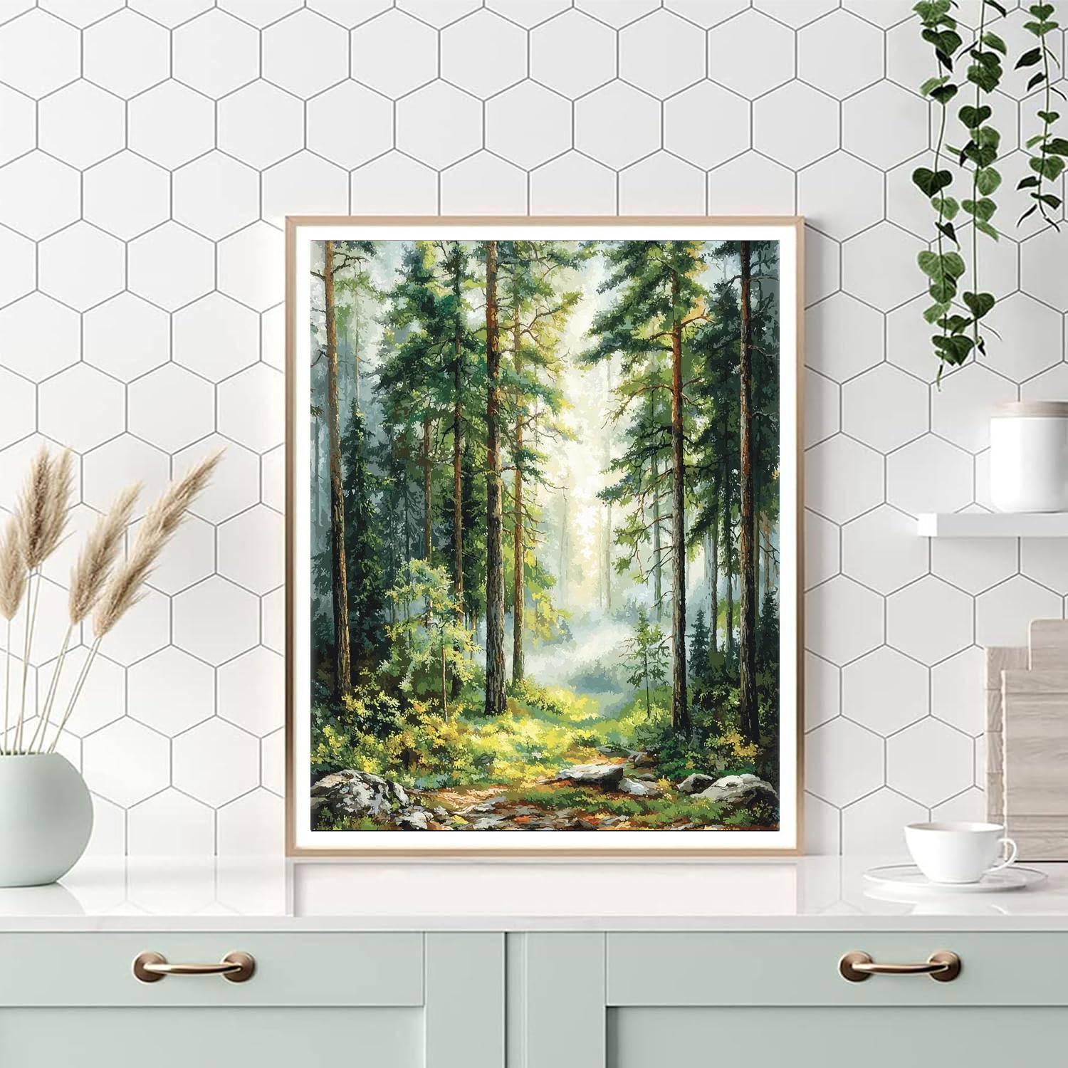 Caspar David Friedrich Inspired Forest Echoes  Painting By Numbers Kit
