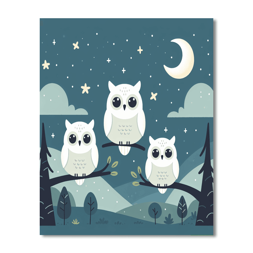 Starry Night With Singing Owls Paint By Number