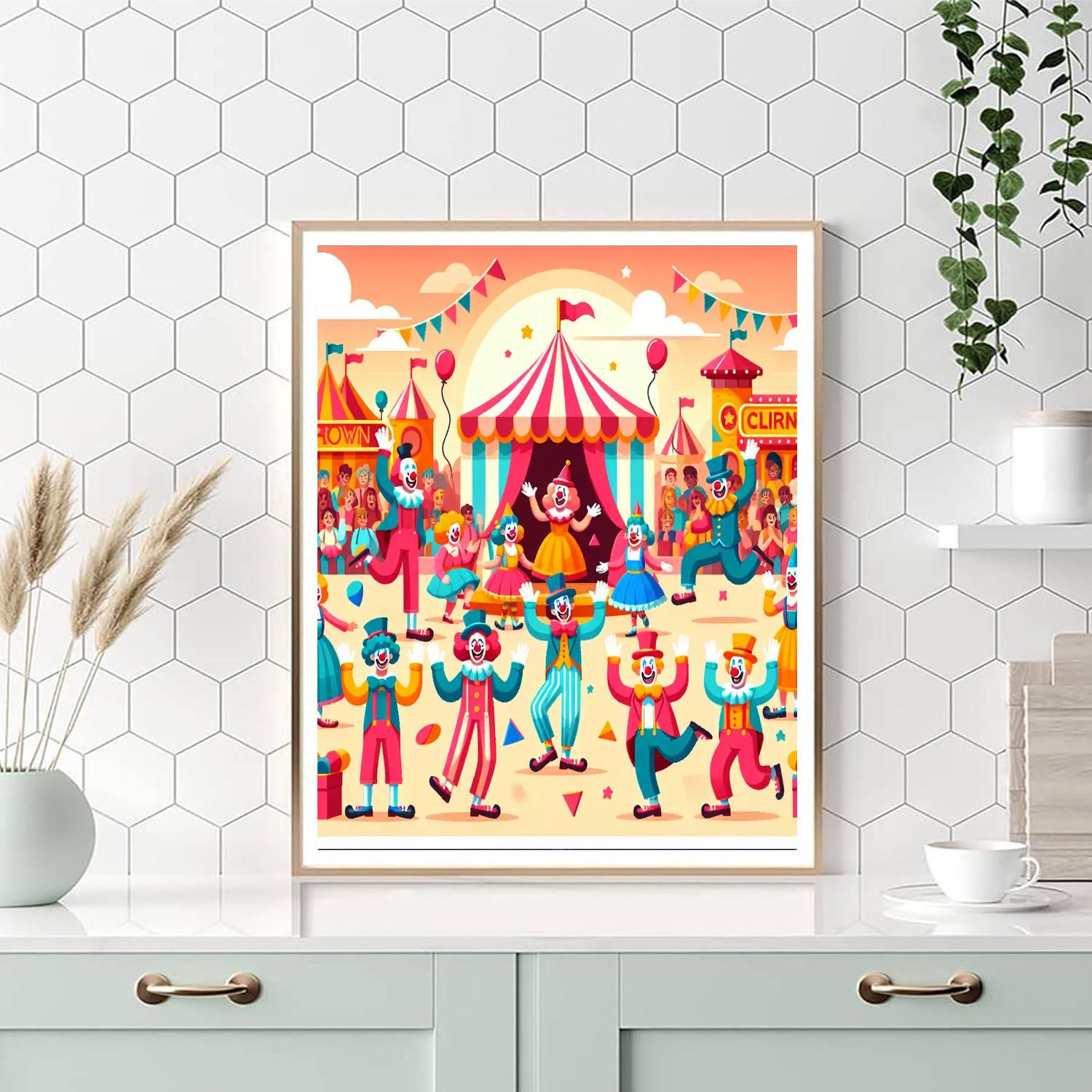 Joyful Clown Carnival Numbered Painting Kits