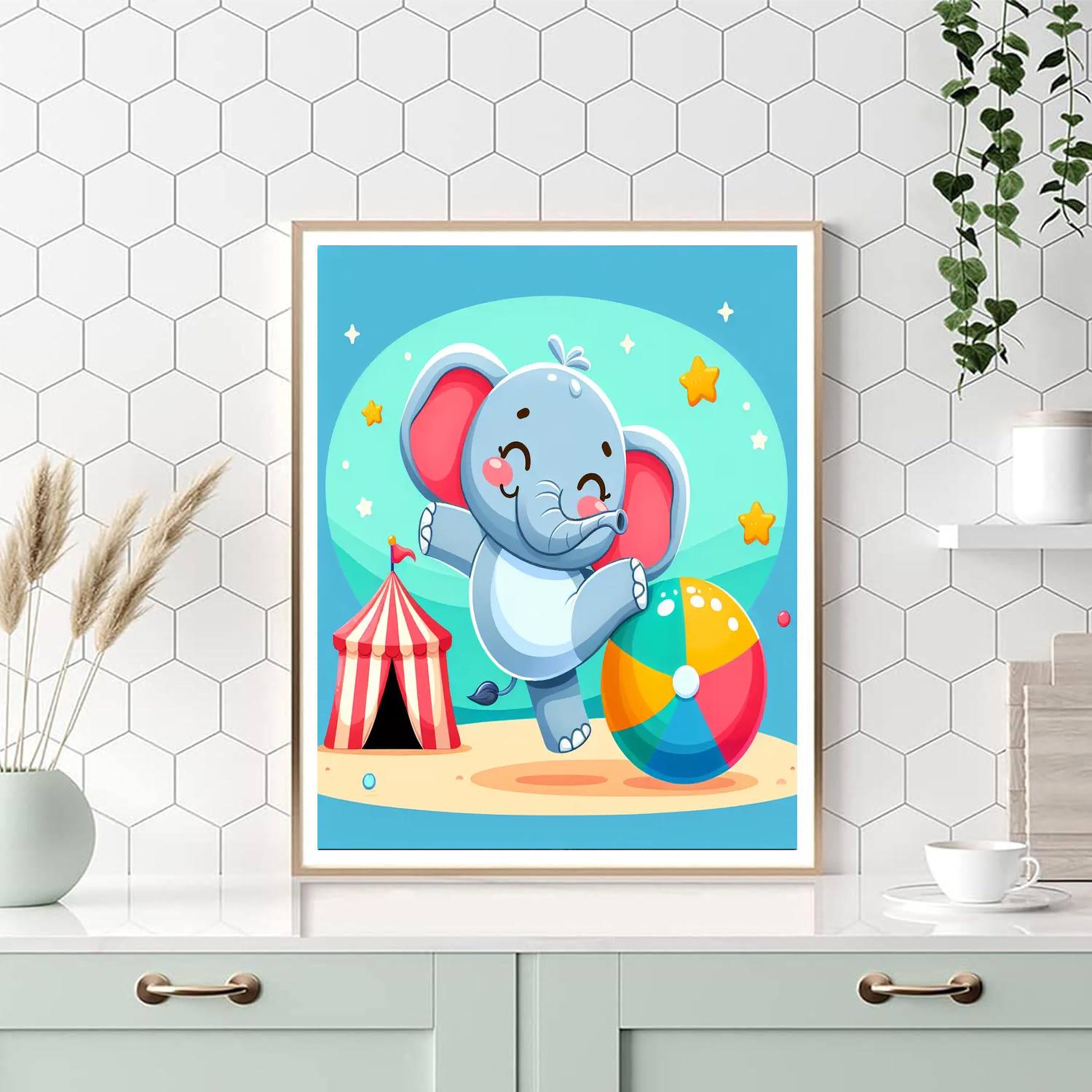 Merry Circus Elephant DIY Paint By Numbers