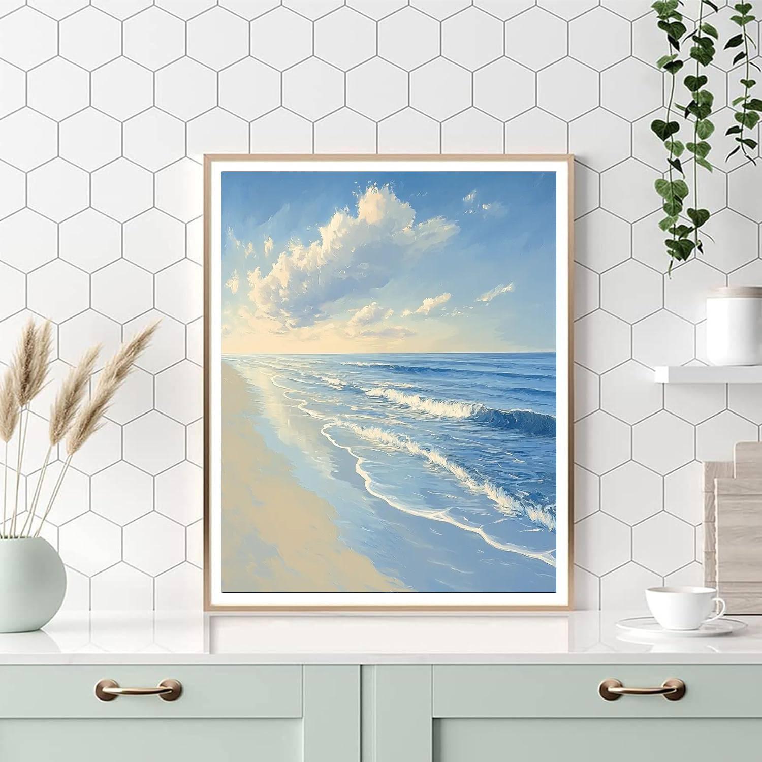 Claude Monet Inspired Serene Ocean Reflection  Painting Number Kit