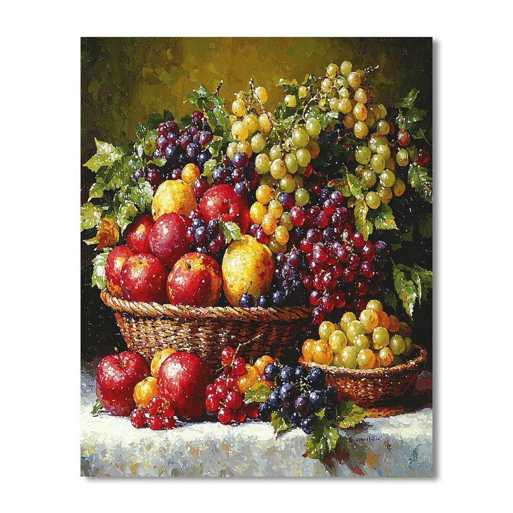 Jean-Baptiste-Siméon Chardin Inspired Charming Fruit Basket  Painting By Numbers Kit