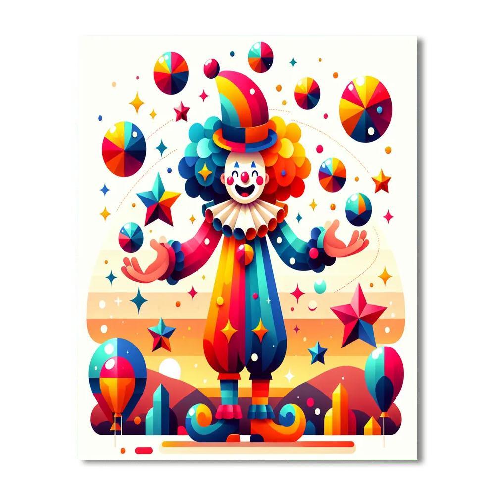 Funny Clown Painting By Numbers Kit