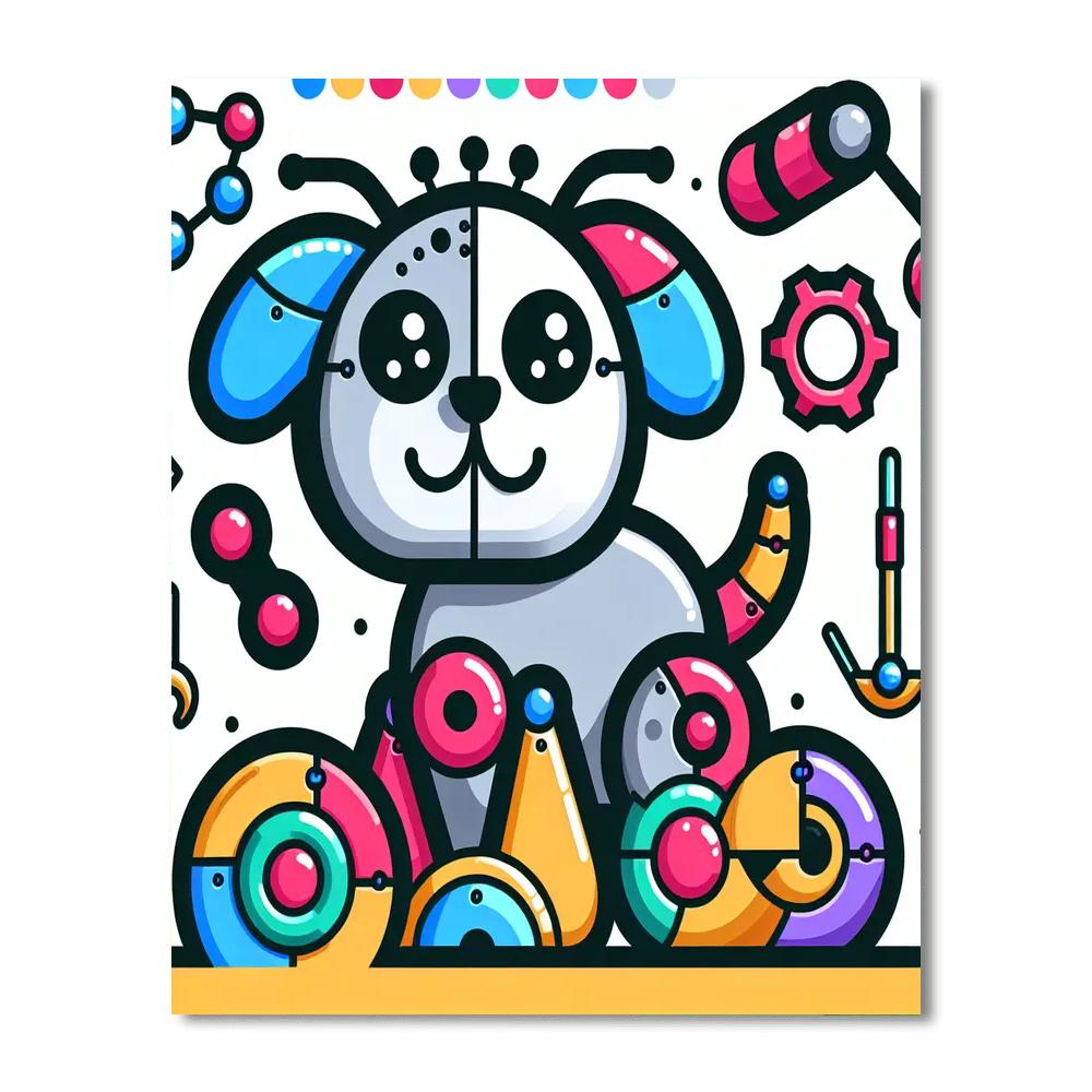 Jolly Robot Dog Numbered Painting Kits