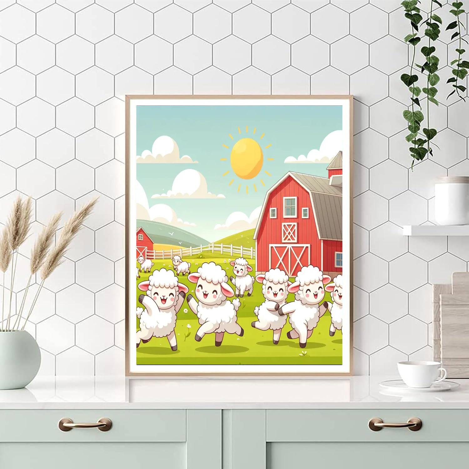 Friendly Farmyard Fun With Frolicking Lambs Paint By Numbers Kits