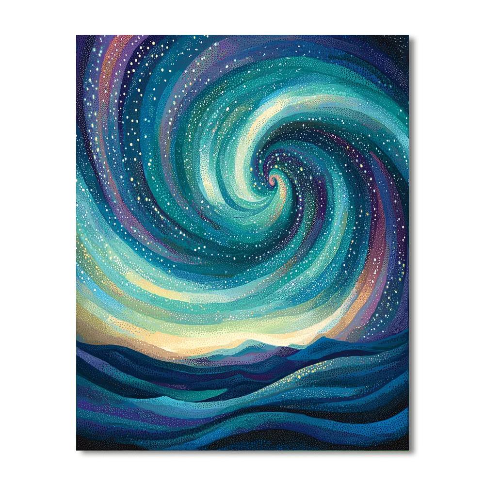 Georges Seurat Inspired Ethereal Aurora Tapestry  Paint By Numbers Art