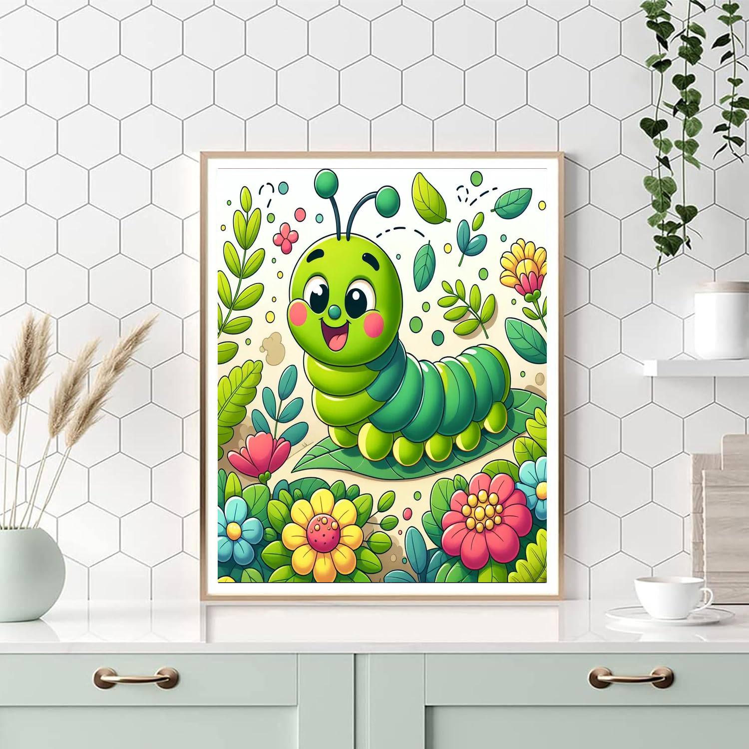 Silly Caterpillar Buddy DIY Paint By Numbers