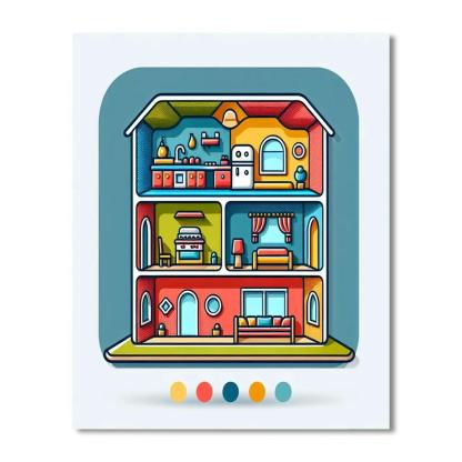 Dreamy Dollhouse DIY Paint By Numbers