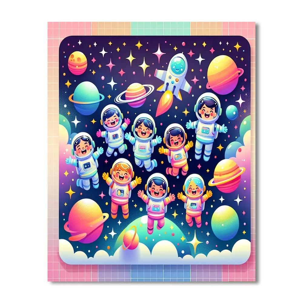 Space Adventure With Friends Painting Number Kit