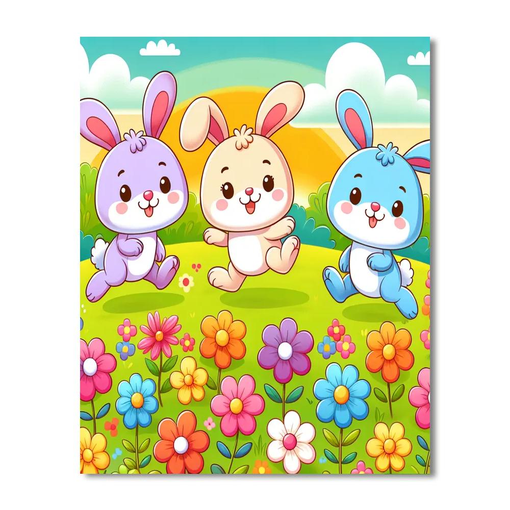 Happy Hopping Rabbits Number Painting