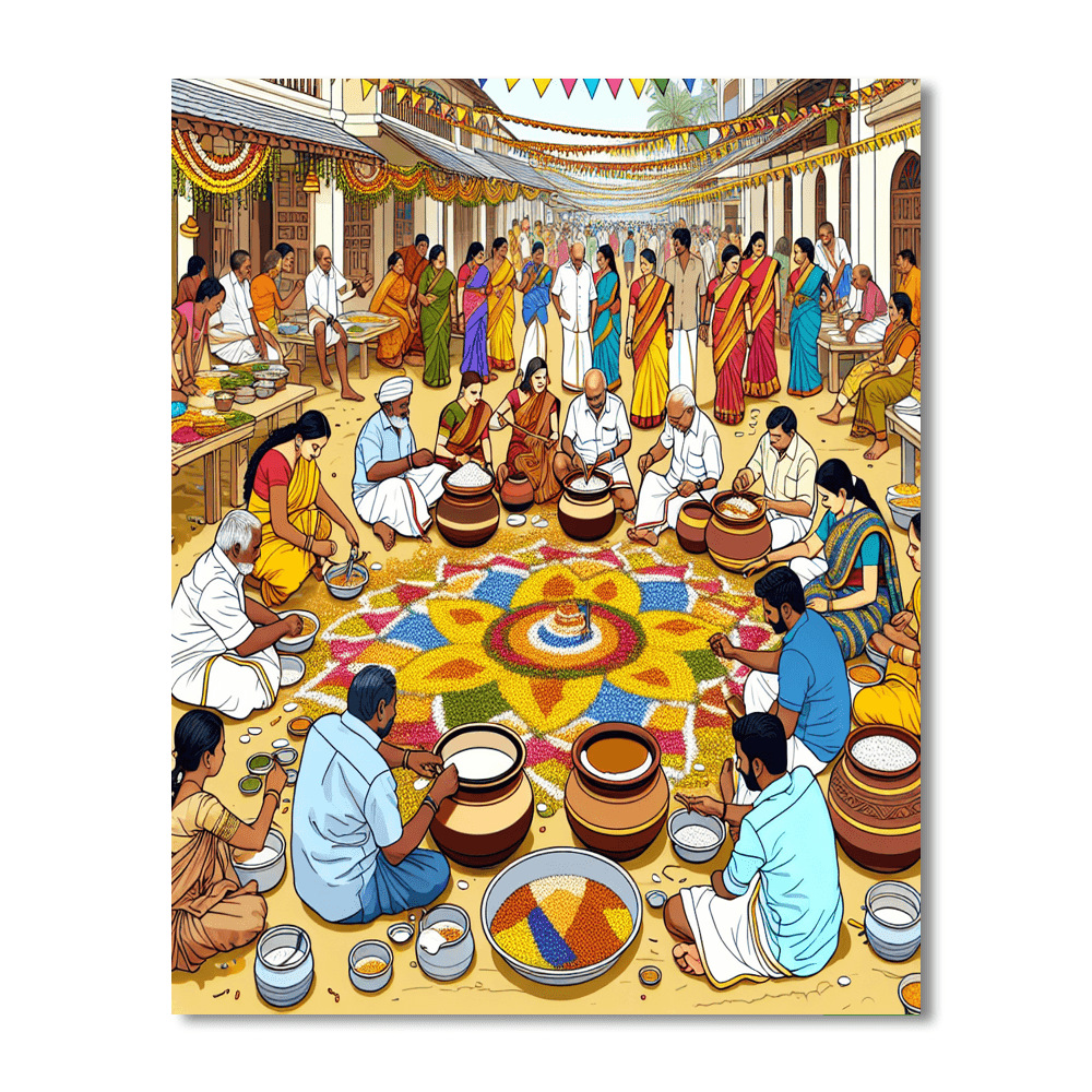 Pongal Festival - India Number Painting