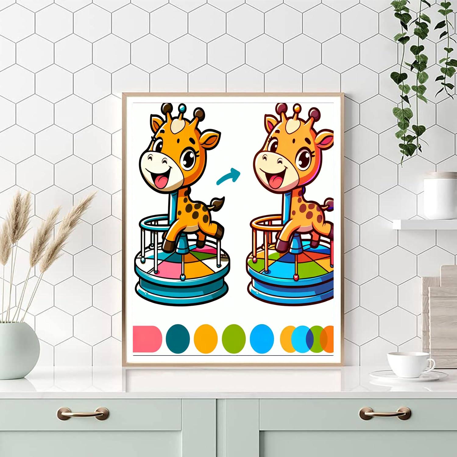 Joyful Giraffe Carousel Numbered Painting Kits