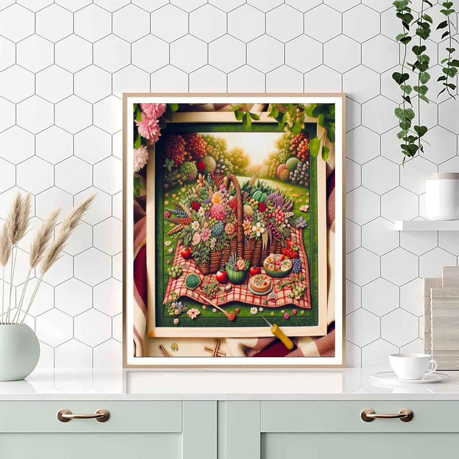 Colorful Garden Picnic Painting Number Kit