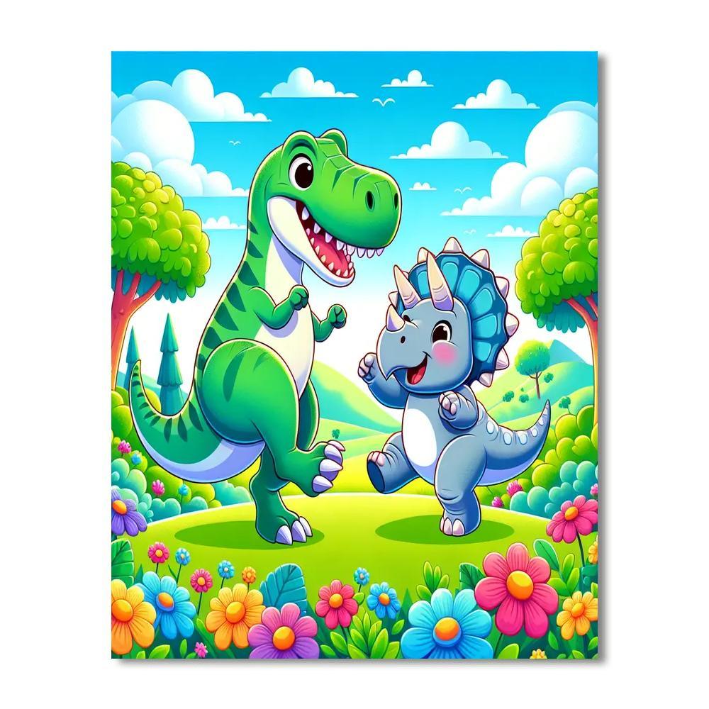 Happy Dino Dance Paint By Numbers