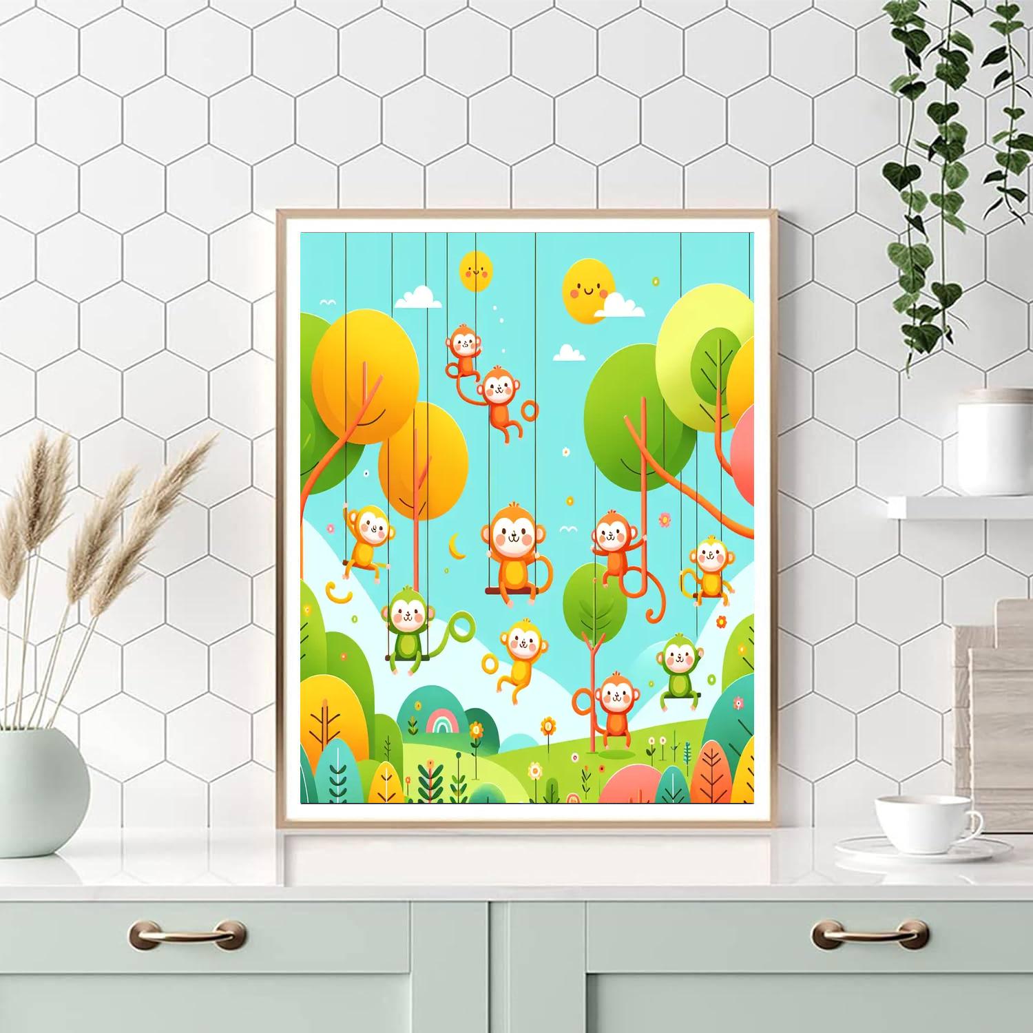 Cheerful Treetop Adventure Paint By Numbers Art