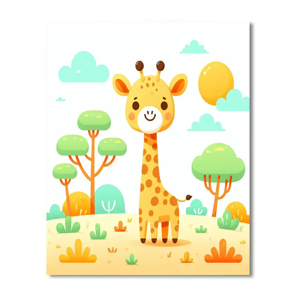 Joyful Giraffe's Savannah Journey Paint By Numbers Art