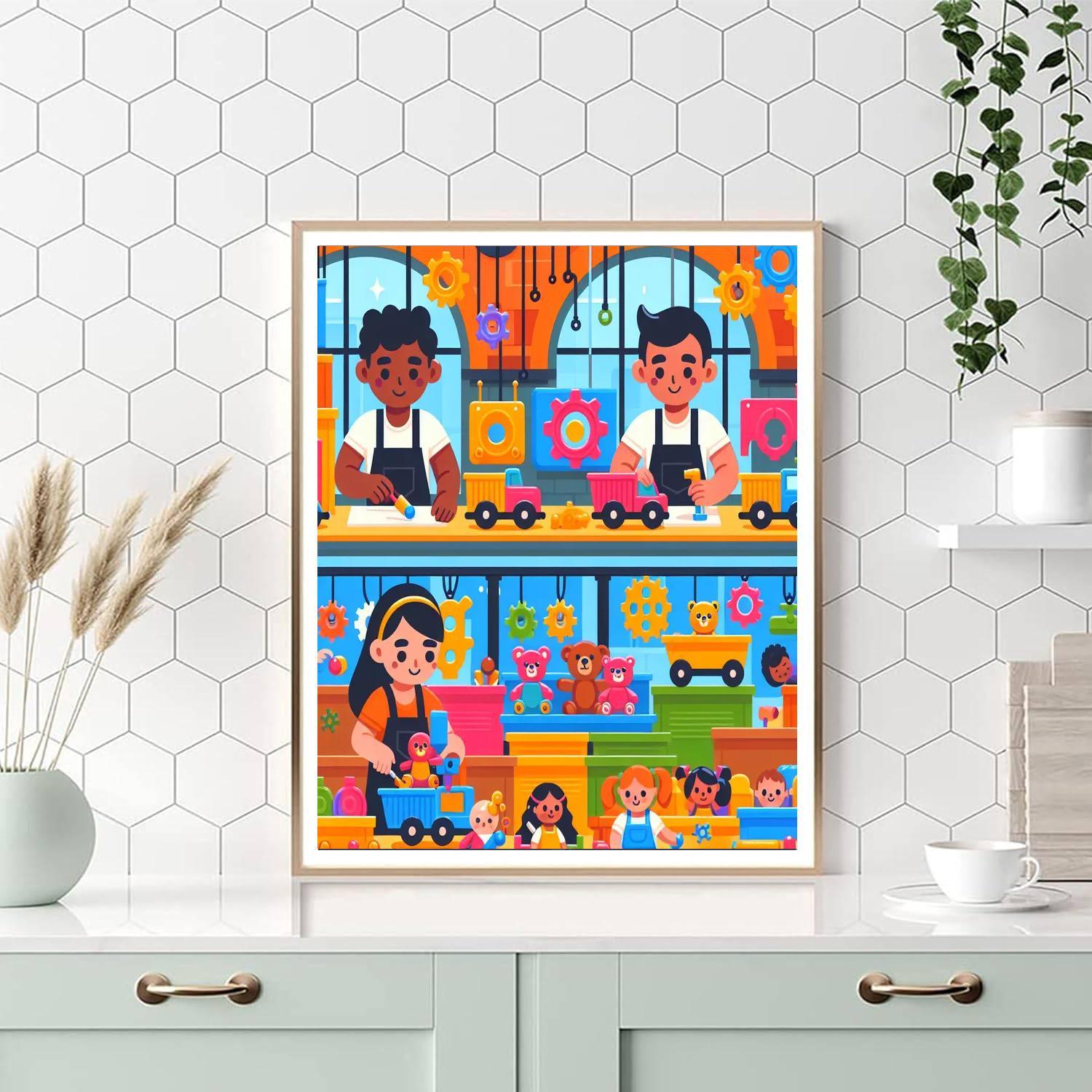 Whimsical Toy Factory Number Painting