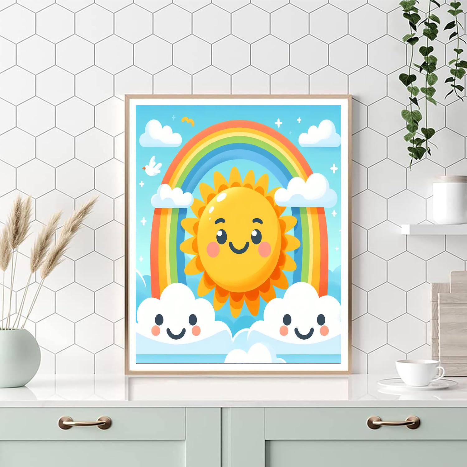 Cheerful Clouds And Sun Paint By Number