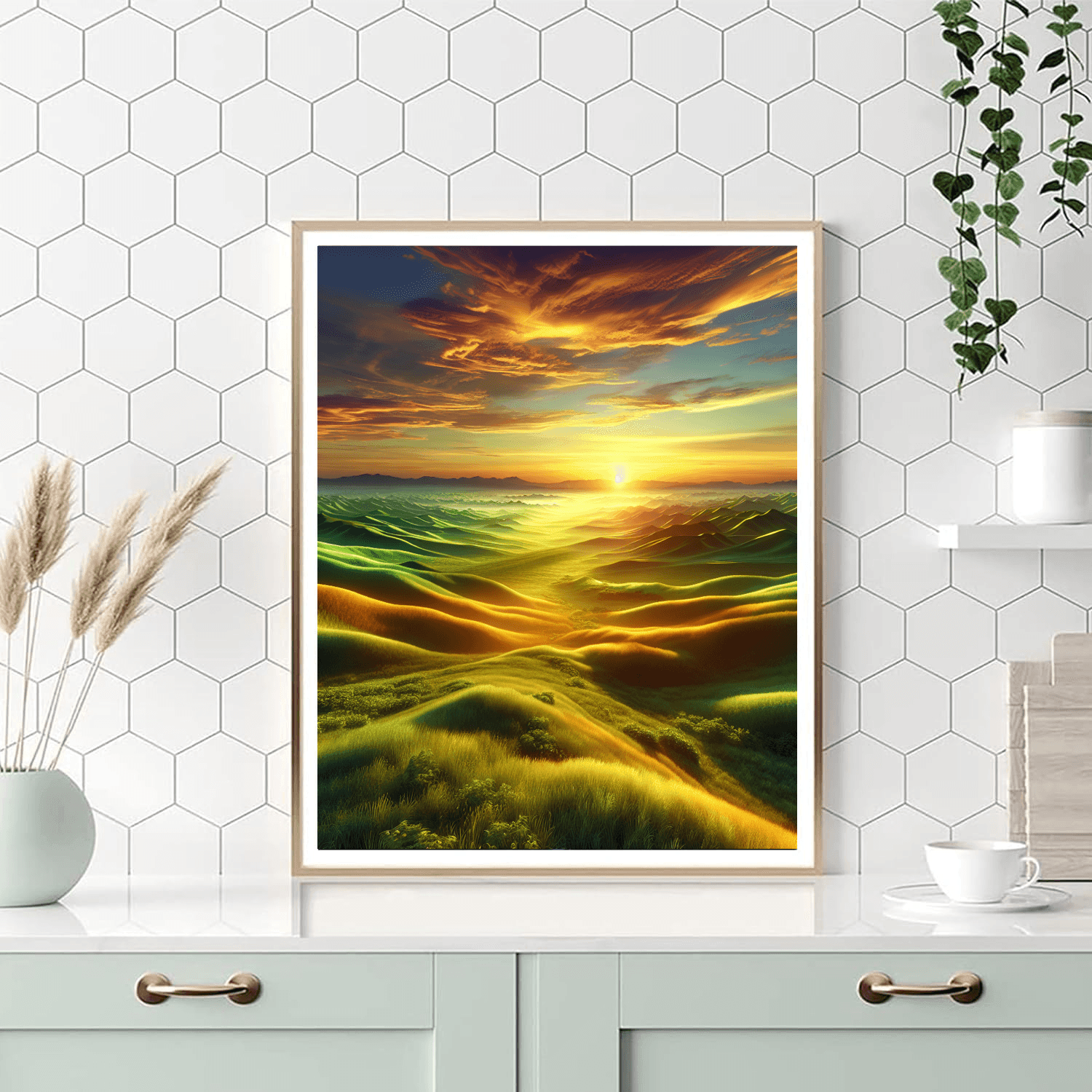 Majestic Sunrise Over Hills Number Painting
