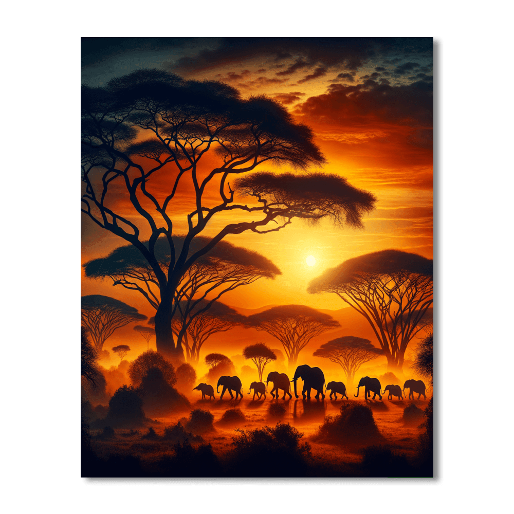 Safari At Dawn DIY Paint By Numbers