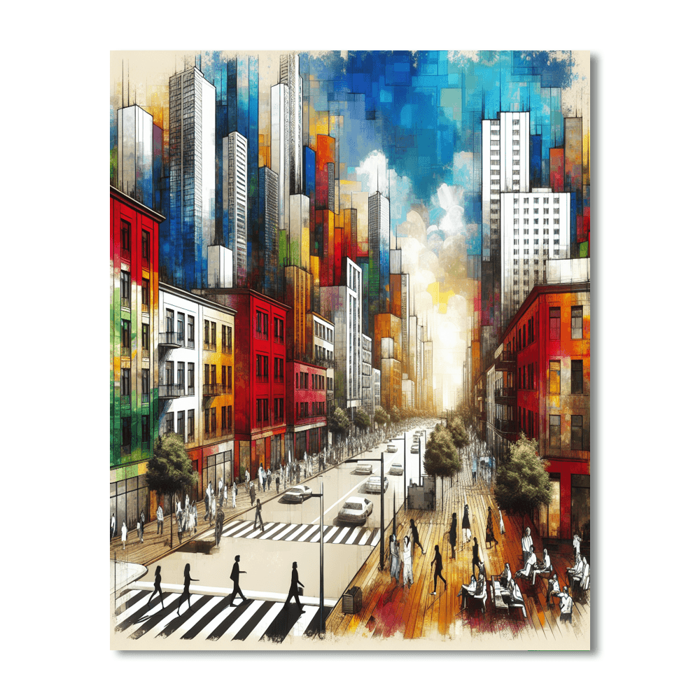 Lively City Streets Paint By Numbers