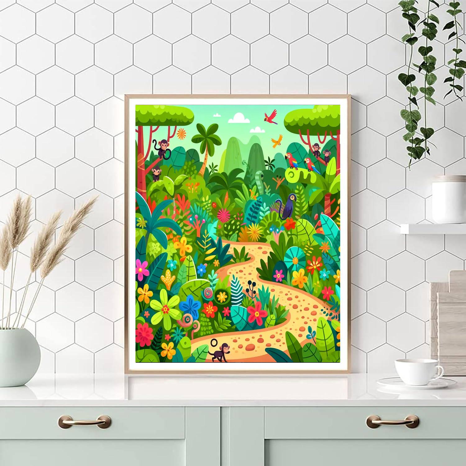 Explorer's Jungle Path Paint By Numbers Art