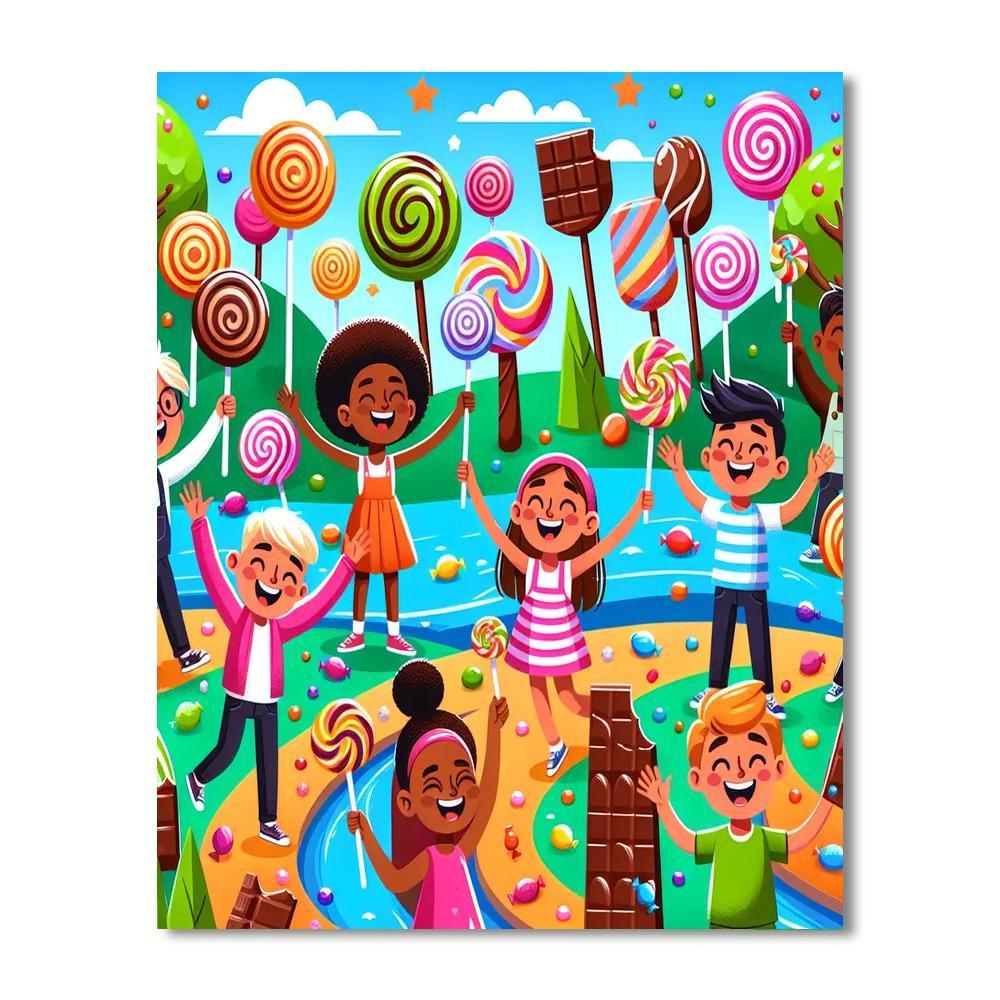 Playful Candy Land Adventure Painting By Numbers Kit