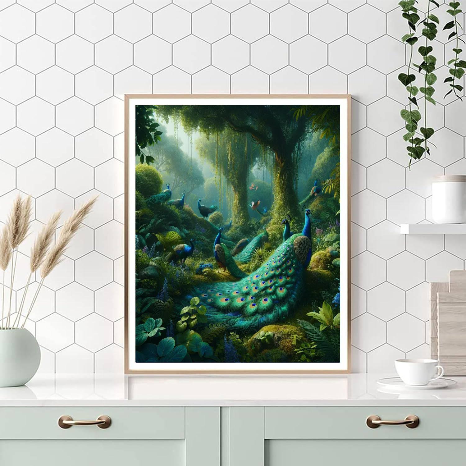 Elegant Peacock Sanctuary Paint By Color