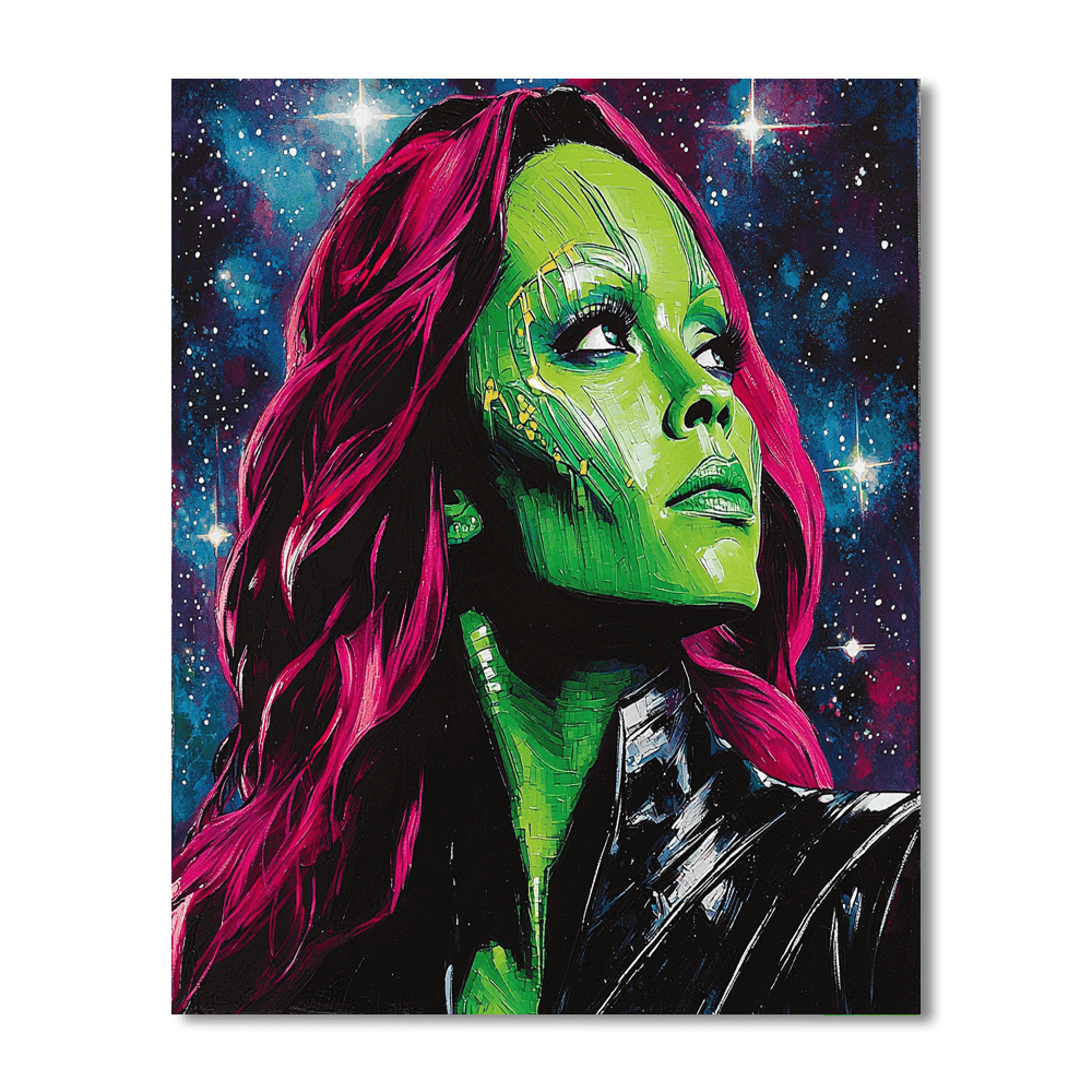 Zoe Saldana: Star-dusted Green Galaxies Painting Number Kit