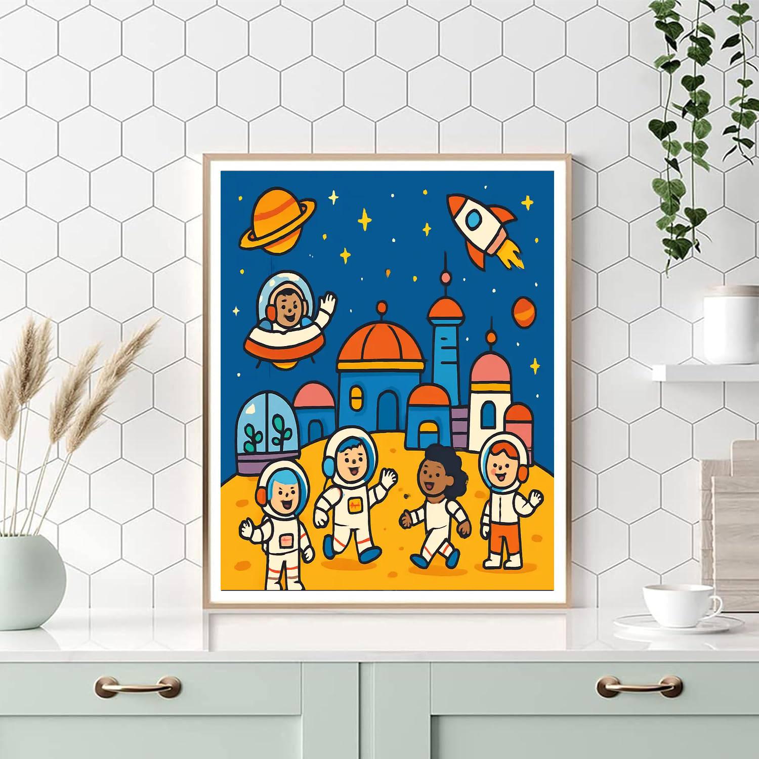Playful Space Colony Numbered Painting Kits