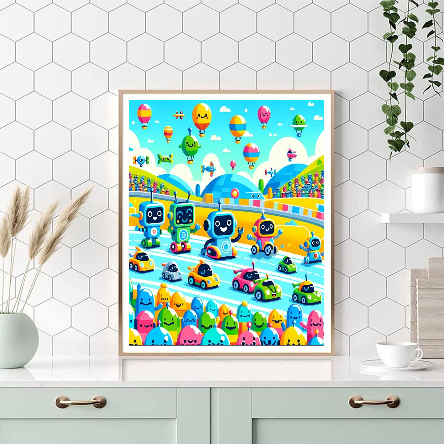 Exciting Robot Race Paint By Numbers