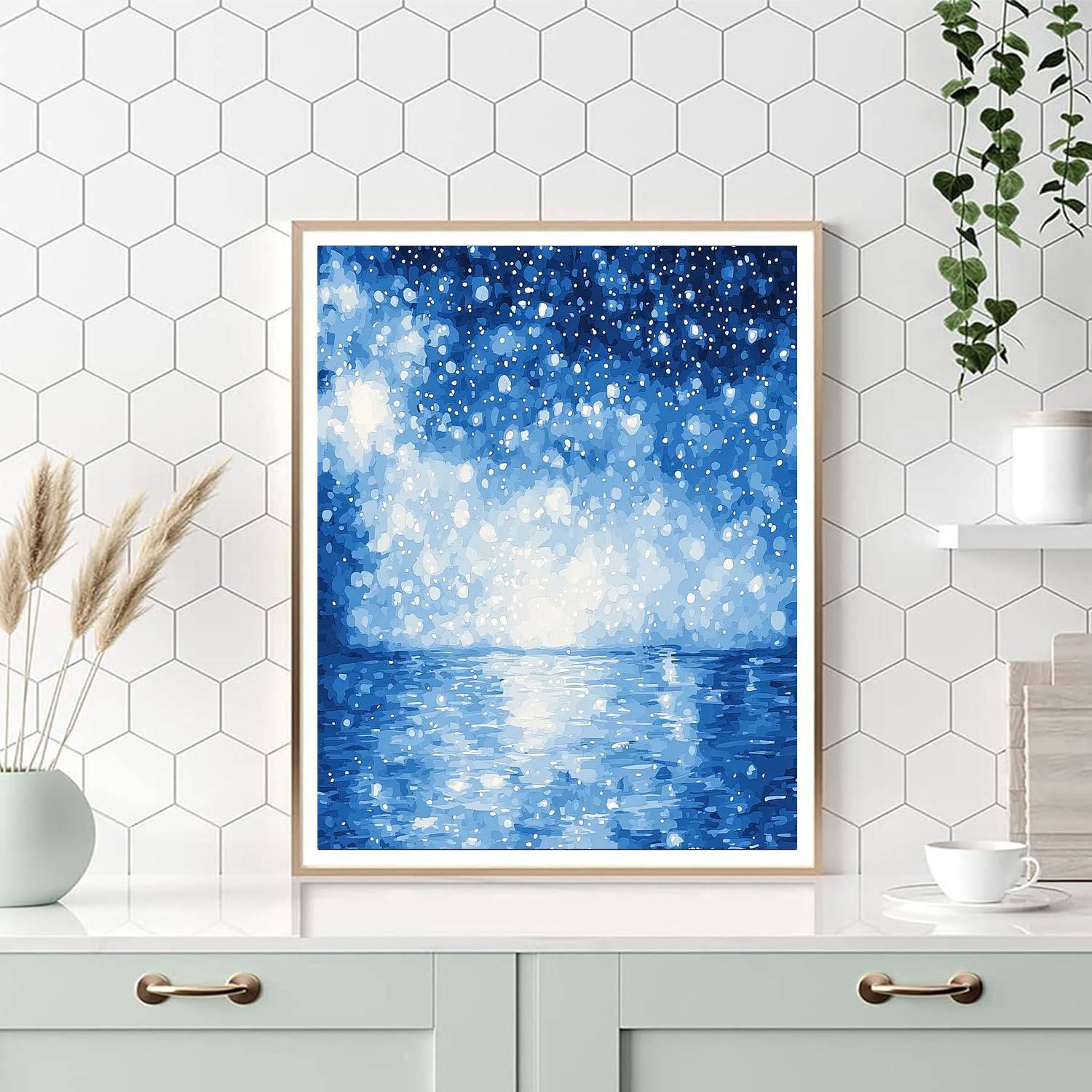 Georges Seurat Inspired Starlit Reverberations  Painting Number Kit