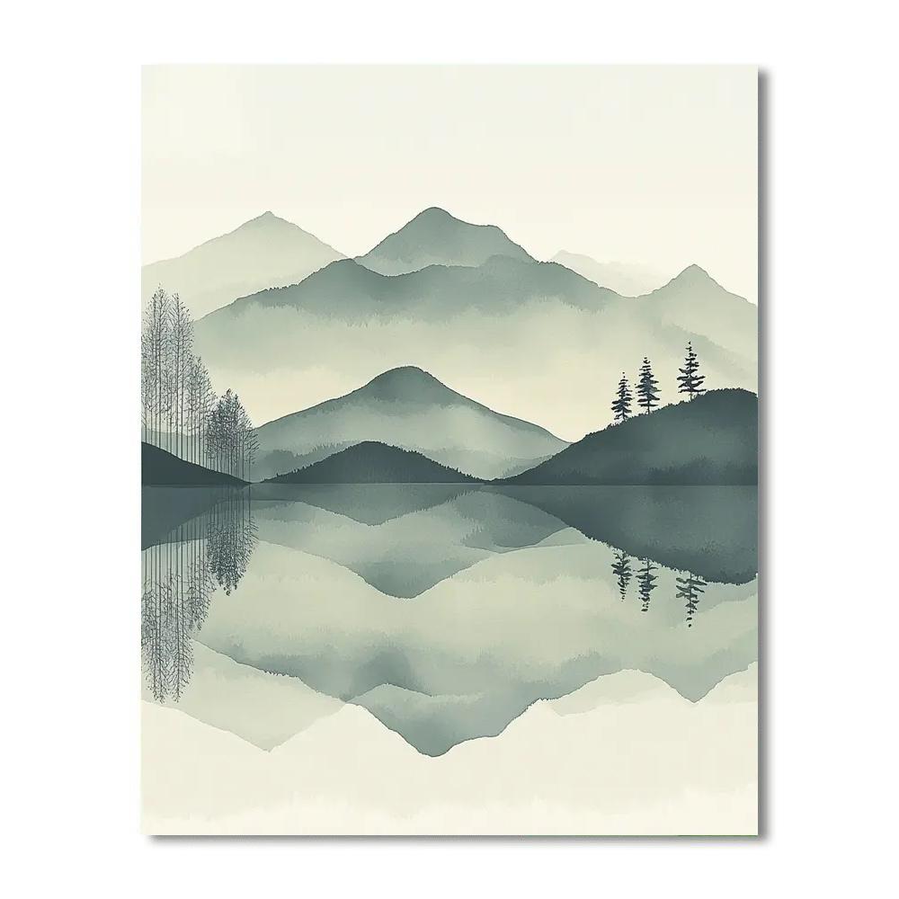 Zhao Mengfu Inspired Misty Reflections  Numbered Painting Kits