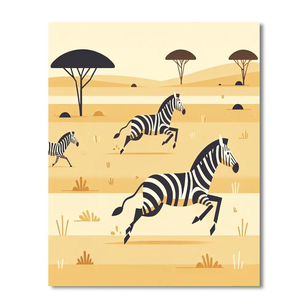 Artistic Zebra Gallop Number Painting