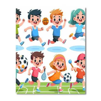 Cheerful Sports Day Paint By Numbers Art