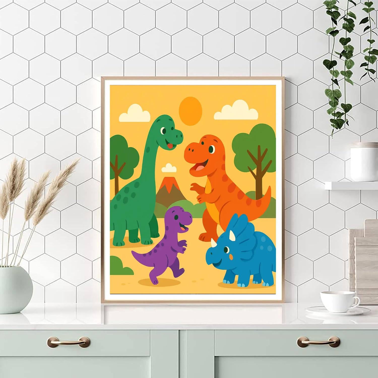 Fantastic Dinosaur Friends Paint By Numbers Art