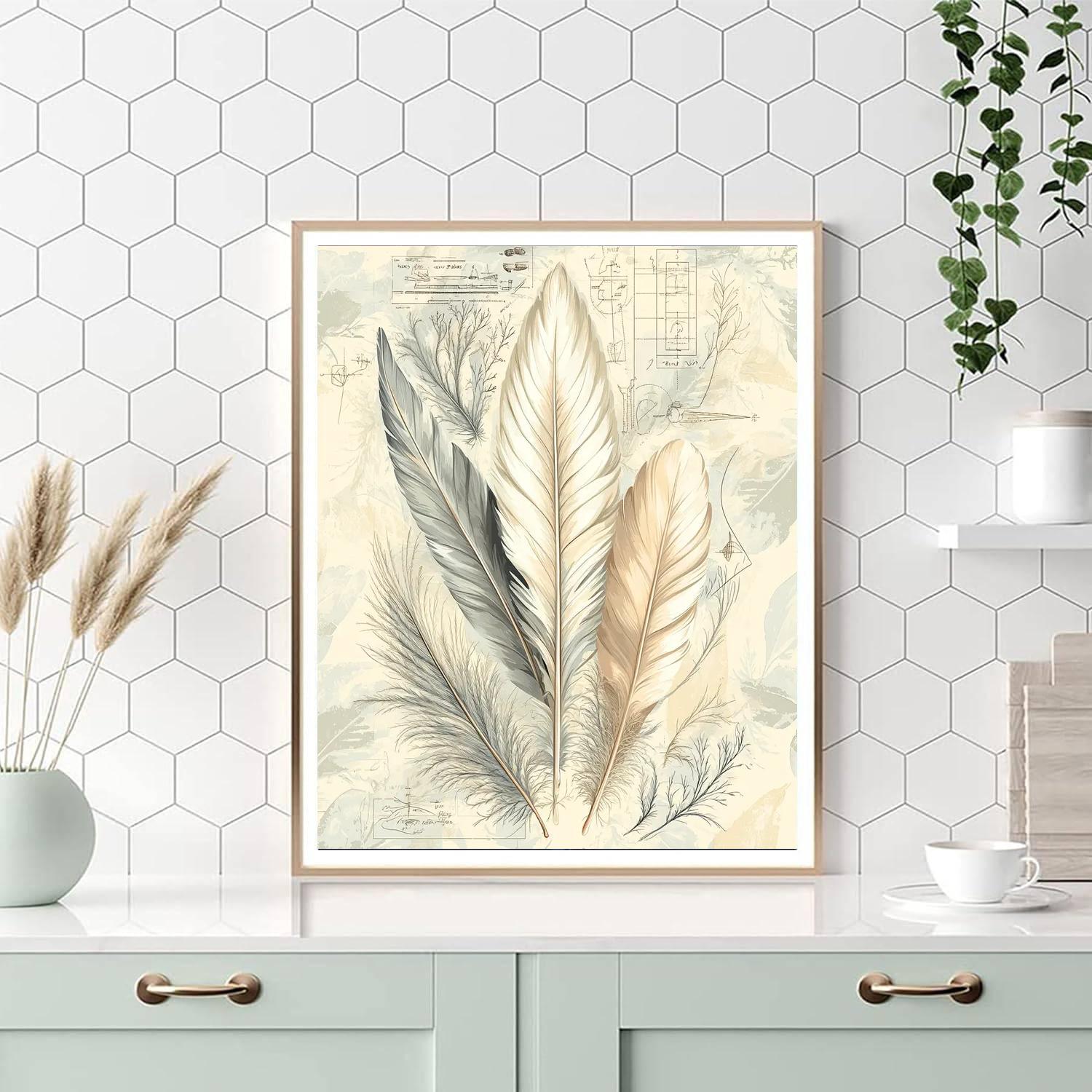 Leonardo Da Vinci Inspired Ethereal Feathers  Numbered Painting Kits