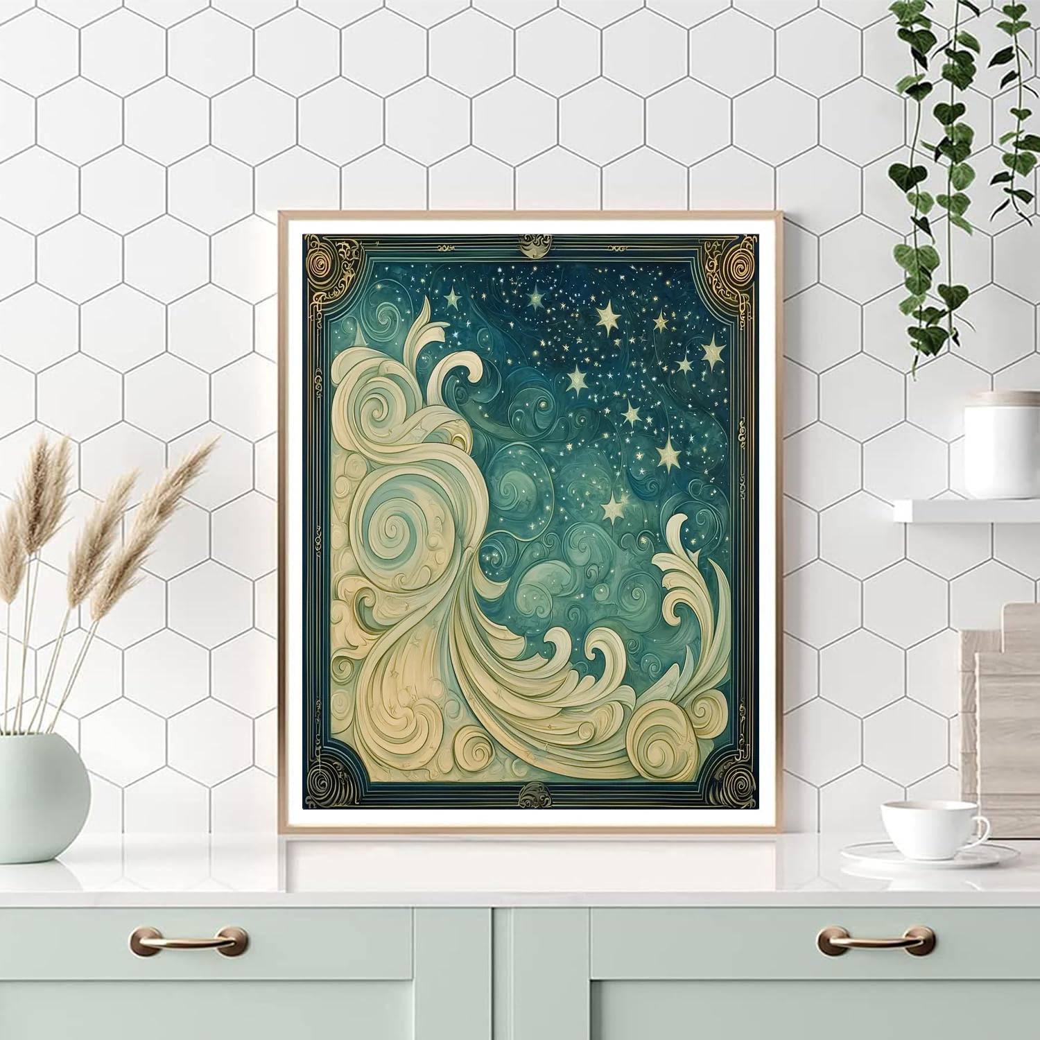 Alphonse Mucha Inspired Celestial Harmony Unveiled  Paint By Numbers Kits