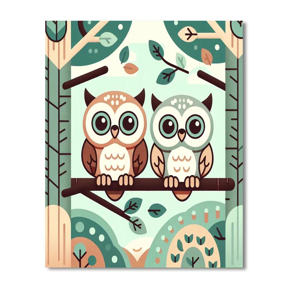 Friendly Forest Owls Painting By Numbers Kit