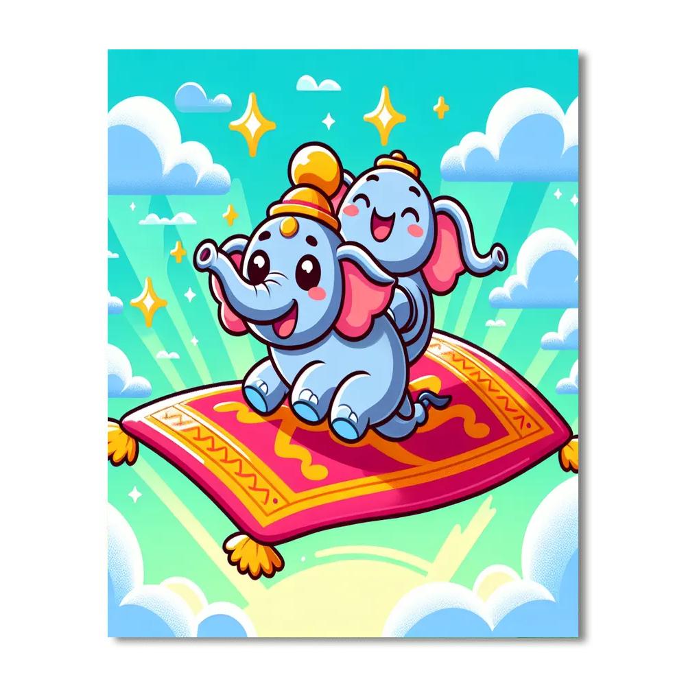 Magic Carpet Ride With Whimsical Elephants Paint By Numbers Kits