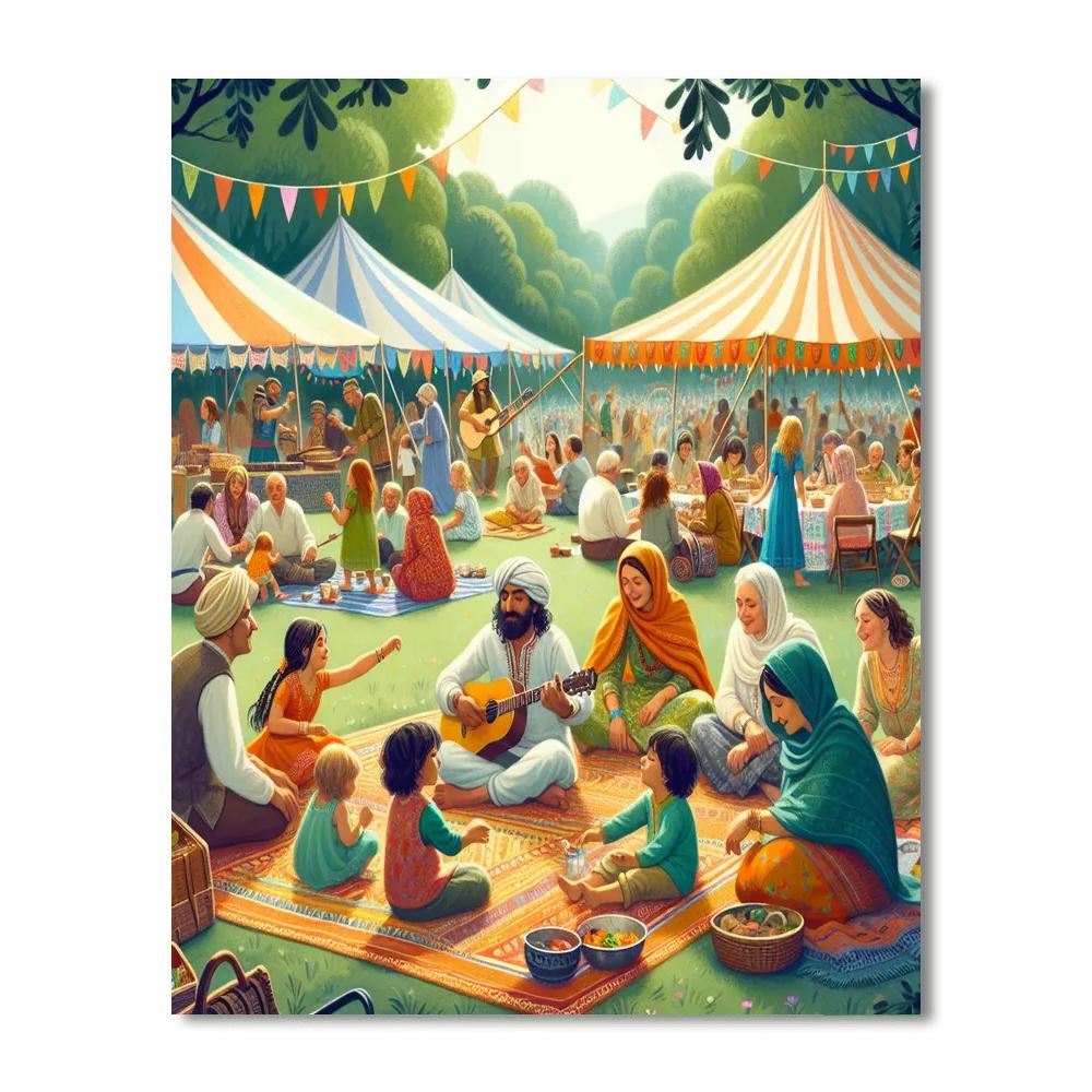 Folk By The Oak Paint By Numbers