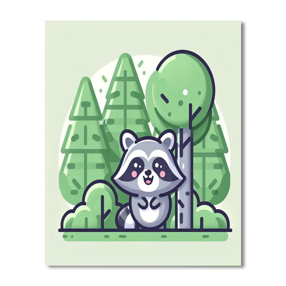 Friendly Raccoon Painting Number Kit