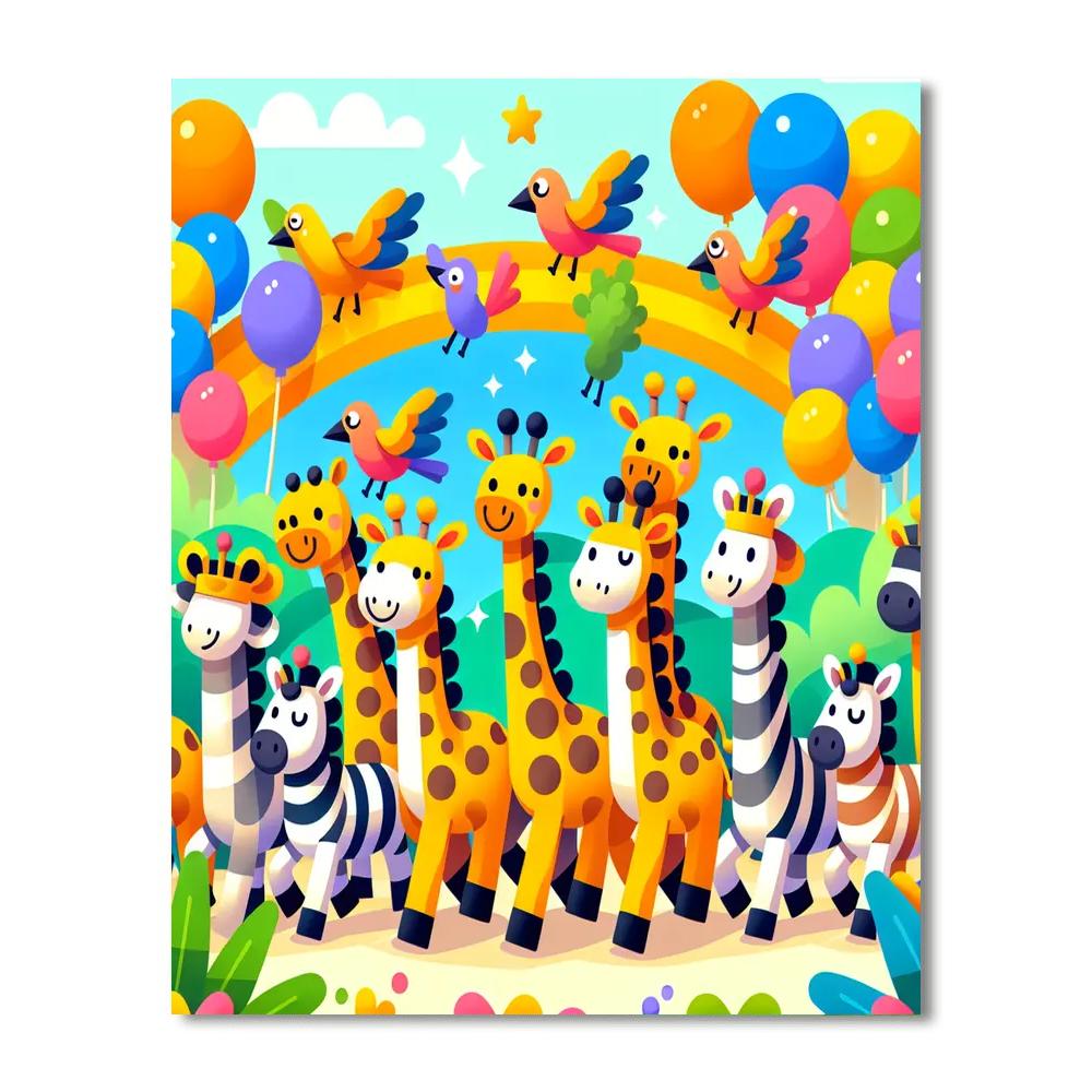 Giraffe And Friends Parade Paint By Numbers