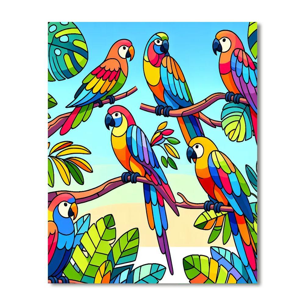 Playful Parrots DIY Paint By Numbers