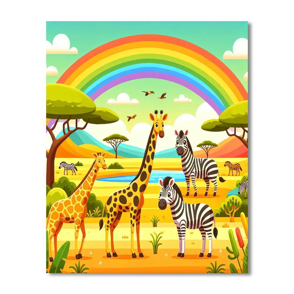 Rainbow Safari Journey Number Painting