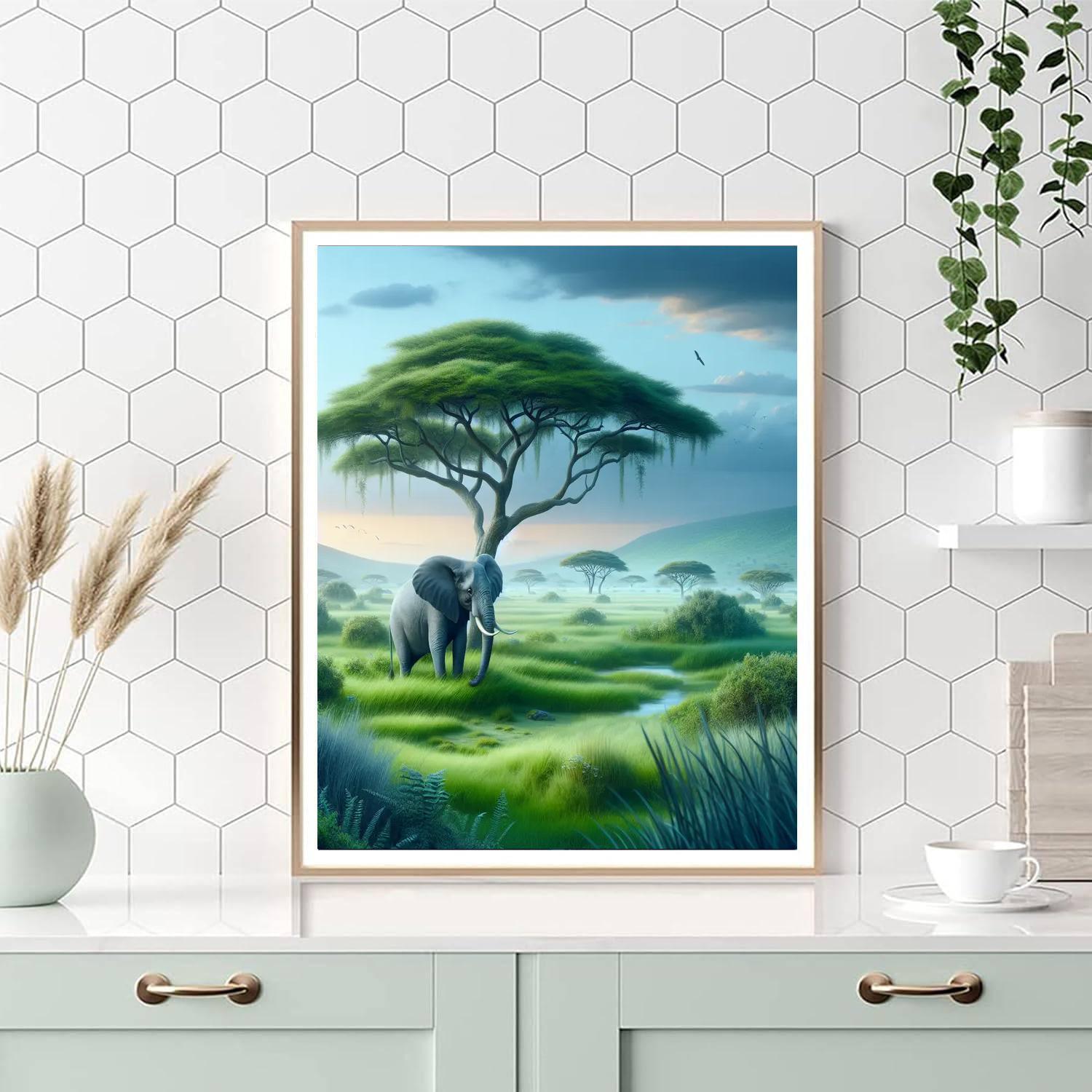 Elephant's Tranquil Walk Paint By Numbers